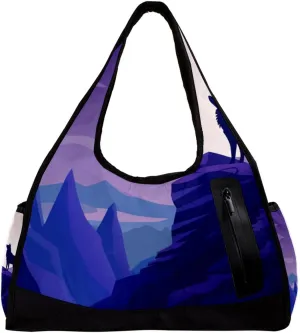 Gym Bag for Women,Small Gym Bag for Men,Wolf Night Moon,Overnight Bag