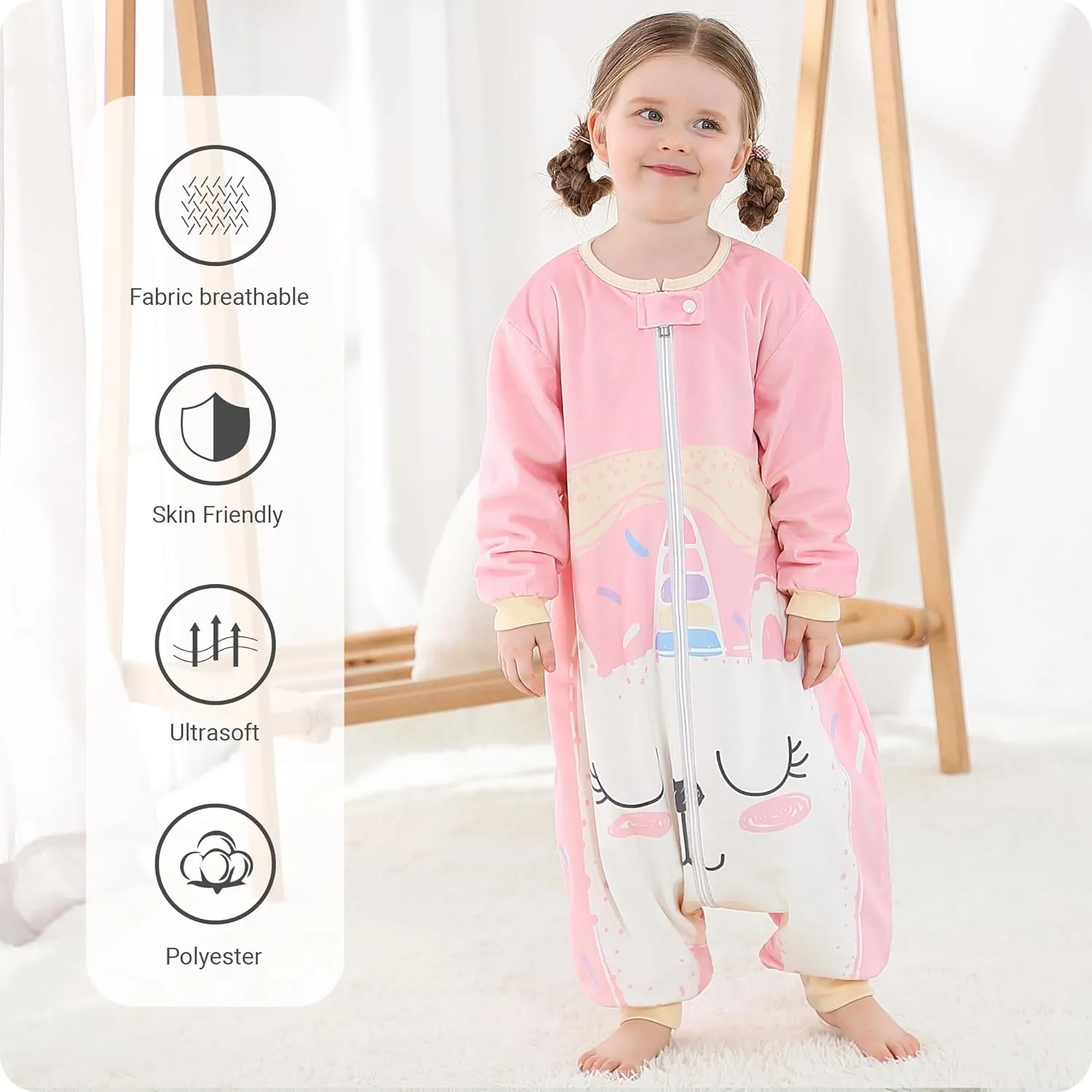HAHASHOW Baby Sleeping Sack Sleeveless, Toddler Sleeping Bag with Legs, Swaddle Wearable Blanket