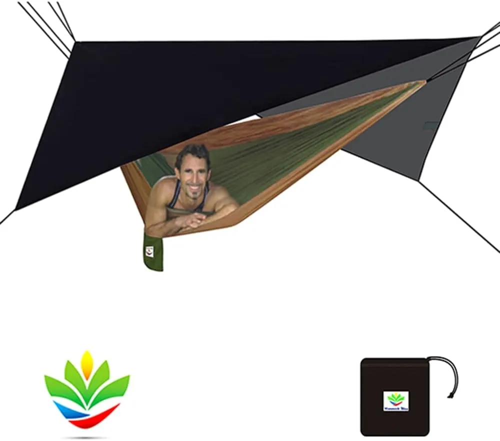 Hammock Bliss - Stay Dry Jumbo Rain Fly - Extra Huge Waterproof Tent Tarp and Hammock Shelter to Cover Your Hammock and Gear – Enormous 98” Wide Area Makes Hammock Camping A Dry Rain Free Experience