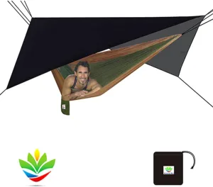 Hammock Bliss - Stay Dry Jumbo Rain Fly - Extra Huge Waterproof Tent Tarp and Hammock Shelter to Cover Your Hammock and Gear – Enormous 98” Wide Area Makes Hammock Camping A Dry Rain Free Experience