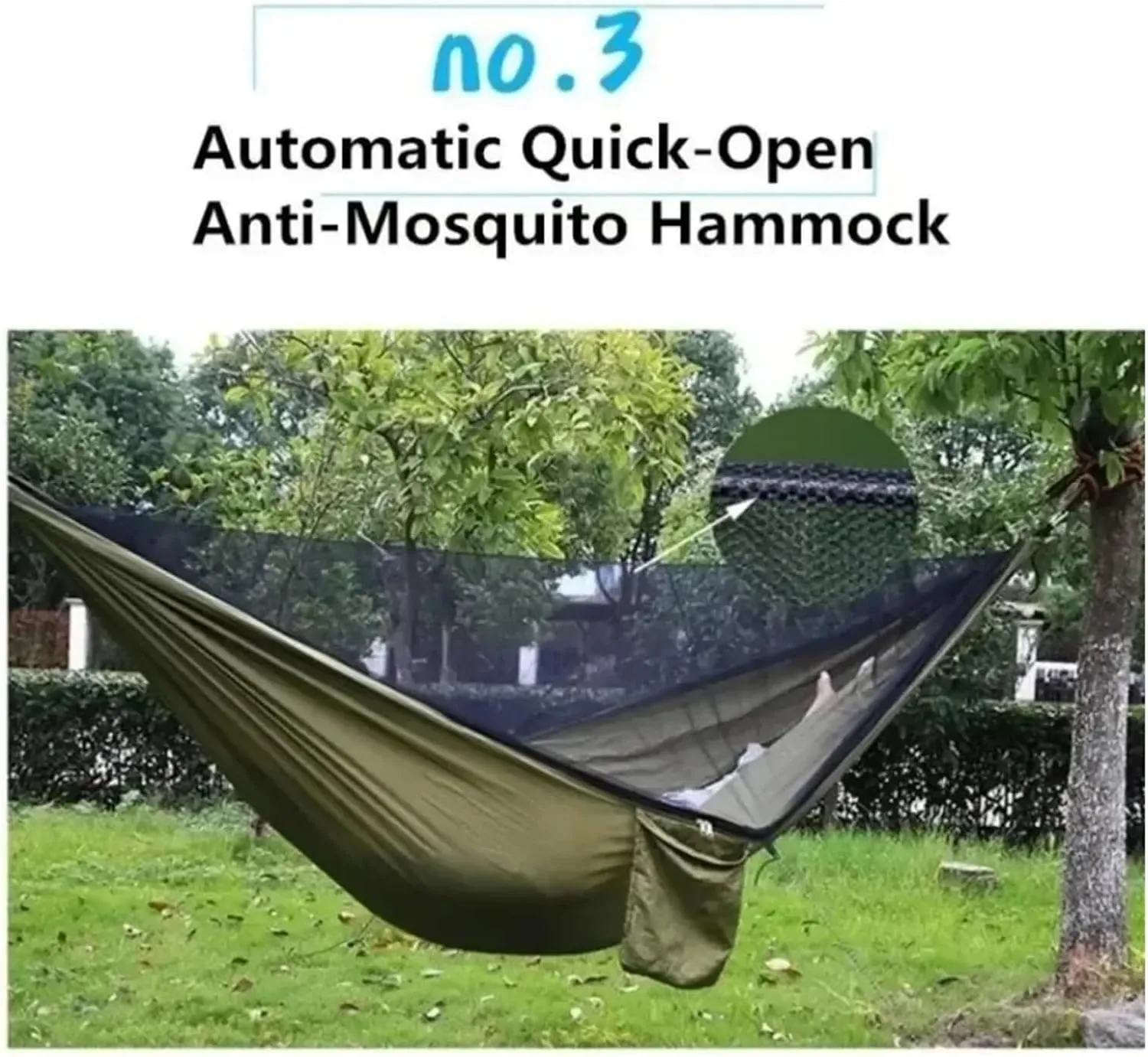 Hammock Outdoor Portable Quick Opening Mosquito Proof Swing Camping Adult Thick Hanging Chair Anti Rollover for Terrace, Outdoor(Black)
