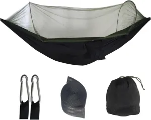 Hammock Outdoor Portable Quick Opening Mosquito Proof Swing Camping Adult Thick Hanging Chair Anti Rollover for Terrace, Outdoor(Black)