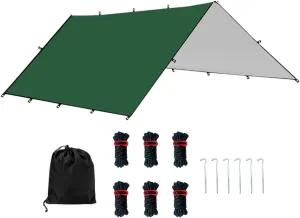 Hammock Rain Fly Camping Gear Sun Canopy with Carry Bag Waterproof Multipurpose for Outdoor Adventure Simple Assembly, Green L