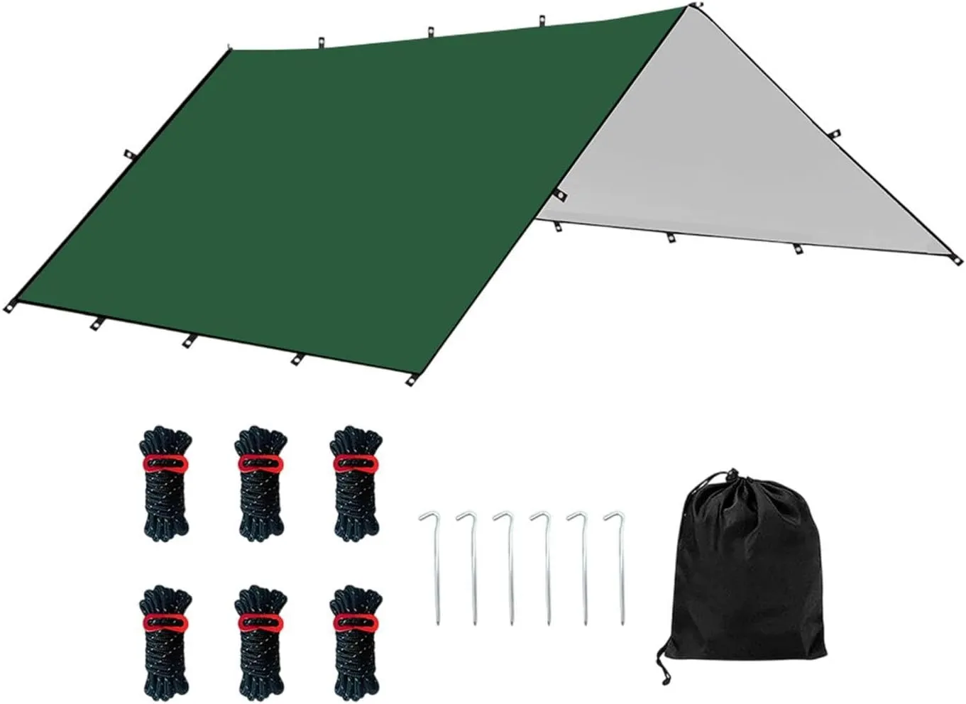Hammock Rain Fly Camping Gear Sun Canopy with Carry Bag Waterproof Multipurpose for Outdoor Adventure Simple Assembly, Green L