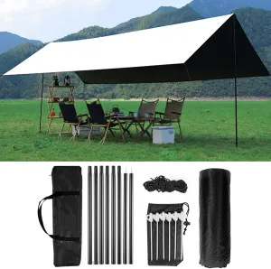 Hammock Rain Fly Tent Tarp,300x500cm Waterproof Windproof Snowproof Camping Tarp,Camping Outdoor Travel Portable Lightweight Anti-UV Sun Shelter,8 Stakes 8 Ropes  Bag (Green) (White)