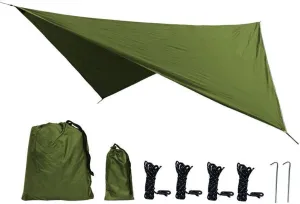 Hammock Rain Fly Waterproof 11.8 X 9.5 Ft Lightweight Hammock Tarp,210T Ripstop Tent Tarp for Camping, Backpacking, Hiking (Color : Army Green, Size : 360 * 290cm)
