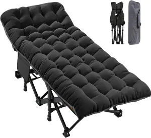 H&ZT Oversized Adults Sleeping Camping Cot with Mattress, Camping Portable Bed Frame Cot for Guests Adults Rollaway Bed