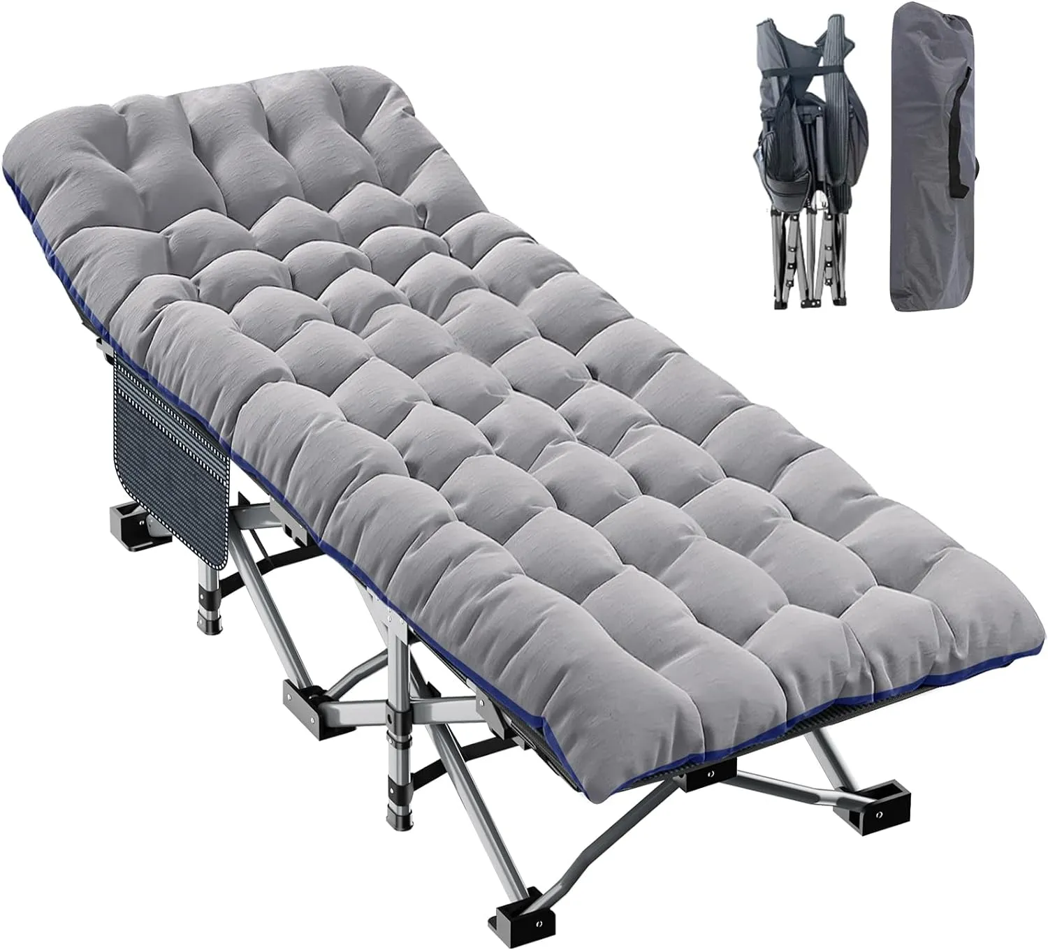 H&ZT Oversized Adults Sleeping Camping Cot with Mattress, Camping Portable Bed Frame Cot for Guests Adults Rollaway Bed