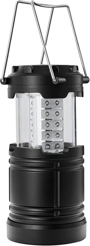 Happybuy LED Camping Lanterns, 4-Pack, with Magnetic Base, Battery-Powered, Lightweight Hanging & Collapsible, Ideal for Outdoor, Camping, Hiking, Emergency During Hurricane, Black