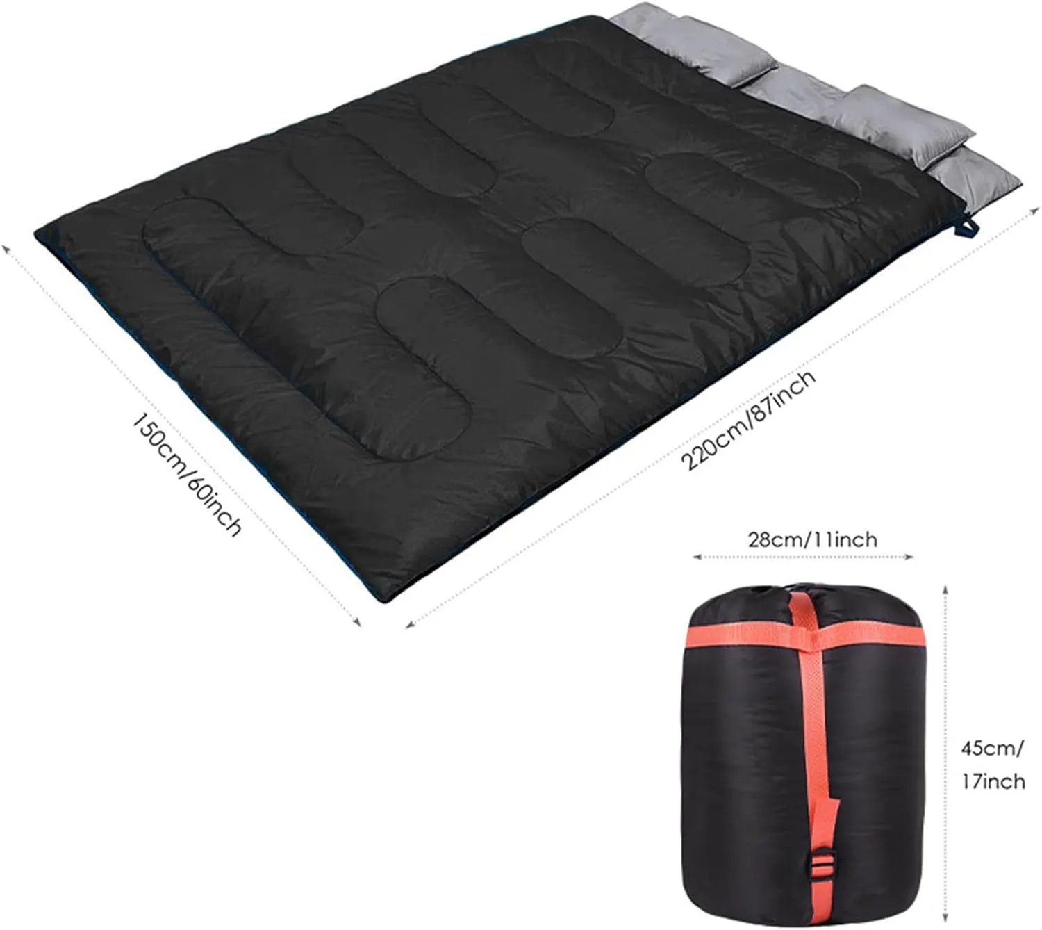 Heated Double Sleeping Bag for Adults, Season Queen Size - Person Electric Camping Bag for Cold Weather, Hiking, Backpacking - Warm and Cozy Sleep System