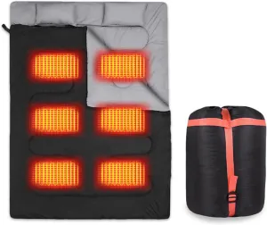 Heated Double Sleeping Bag for Adults, Season Queen Size - Person Electric Camping Bag for Cold Weather, Hiking, Backpacking - Warm and Cozy Sleep System
