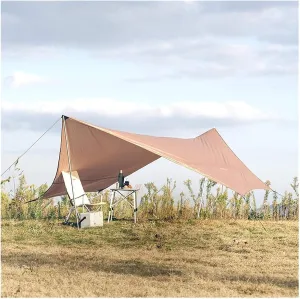 Heavy-Camping Tarp,Portable Camping Shelter, Tarps Hammock Rain Fly Tent Sunshade with Tarpaulin Poles and Accessories for Picnic Hiking Outdoors