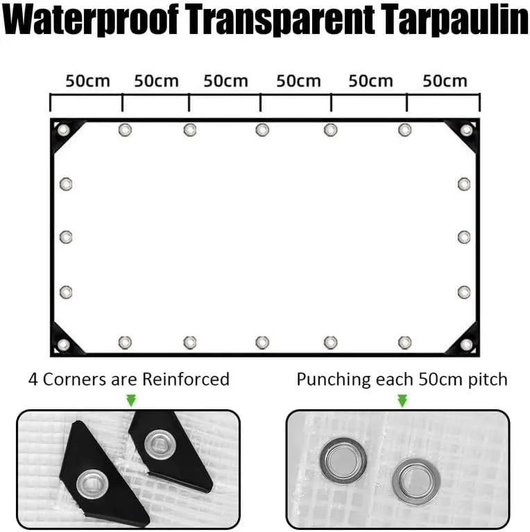 Heavy Duty Clear Mesh Tarp 6.6x9.8ft,Poly Cover Greenhouse Tarp Clear Waterproof Tarps with Grommets,Transparent PVC Vinyl Tarpaulin for Outdoor Plant