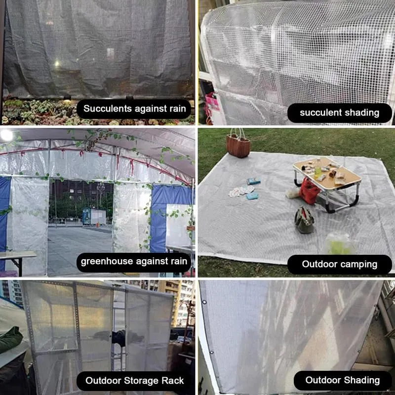 Heavy Duty Clear Mesh Tarp 6.6x9.8ft,Poly Cover Greenhouse Tarp Clear Waterproof Tarps with Grommets,Transparent PVC Vinyl Tarpaulin for Outdoor Plant