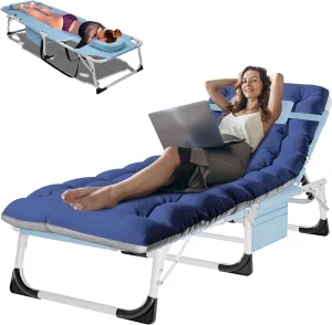Heavy Duty Folding Camping Cot for Adults - 3-in-1 Portable Bed with Adjustable Double-Layer 1200D Fabric, Mattress & Carrying Bag for Home, Office, Travel & Hospital Use