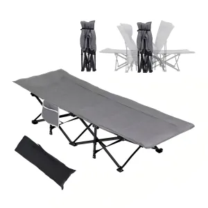 Heavy Duty Folding Camping Cot with Mattress and Carry Bag, Durable 1200D Oxford Outdoor Bed