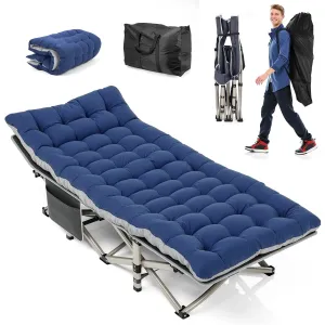 Heavy-Duty Folding Camping Cot with Mattress – Outdoor Bed for Adults with Carry Bag, 1200D Oxford Fabric Travel Cot