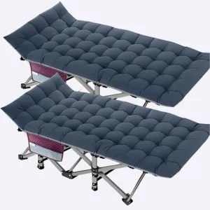 Heavy Duty Folding Camping Cots for Adults - 2 Pack Portable Sleeping Beds with Carry Bags
