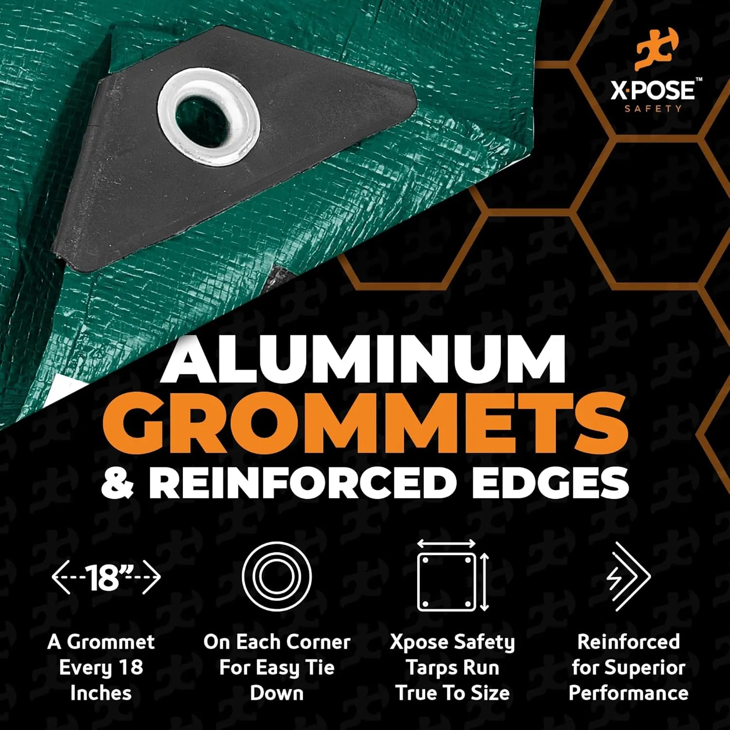 Heavy Duty Poly Tarp 12 Feet x 20 Feet 10 Mil Thick Waterproof, UV Blocking Protective Cover - Reversible Green and Black - Laminated Coating - Grommets - by Xpose Safety