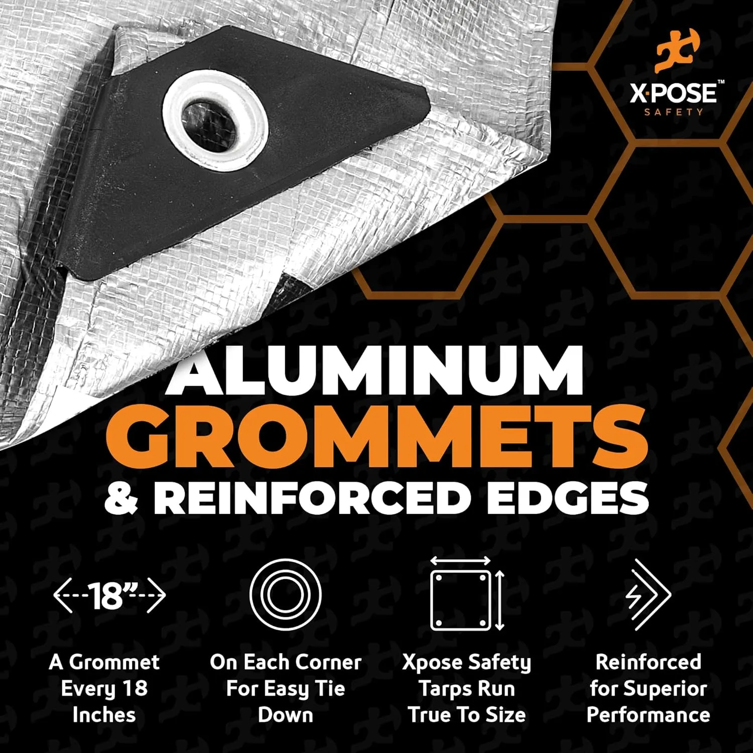 Heavy Duty Poly Tarp - 12' X 14' -10 Mil Thick Waterproof, UV Blocking Protective Cover - Reversible Silver and Black - Laminated Coating - Grommets - by Xpose Safety