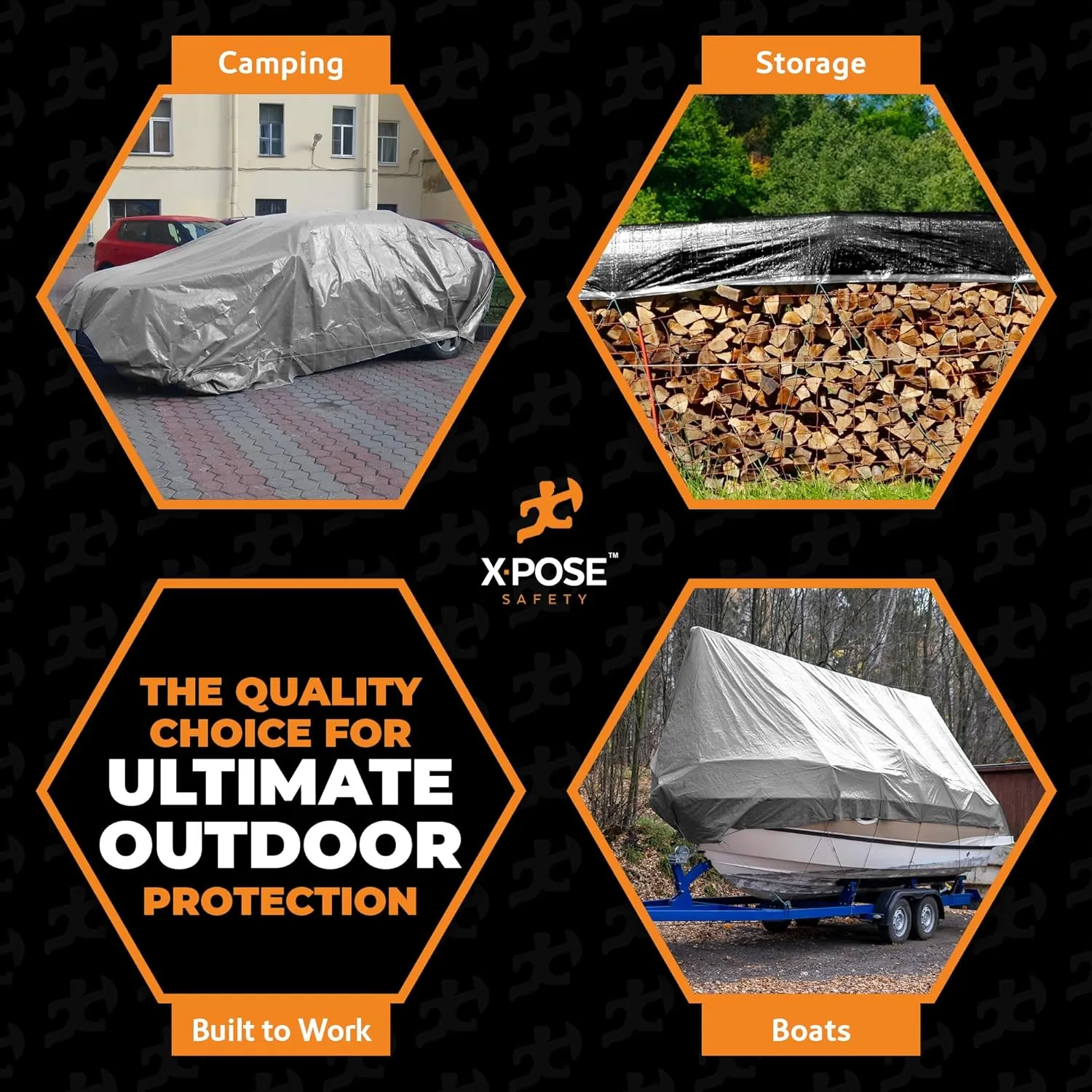 Heavy Duty Poly Tarp - 12' X 14' -10 Mil Thick Waterproof, UV Blocking Protective Cover - Reversible Silver and Black - Laminated Coating - Grommets - by Xpose Safety