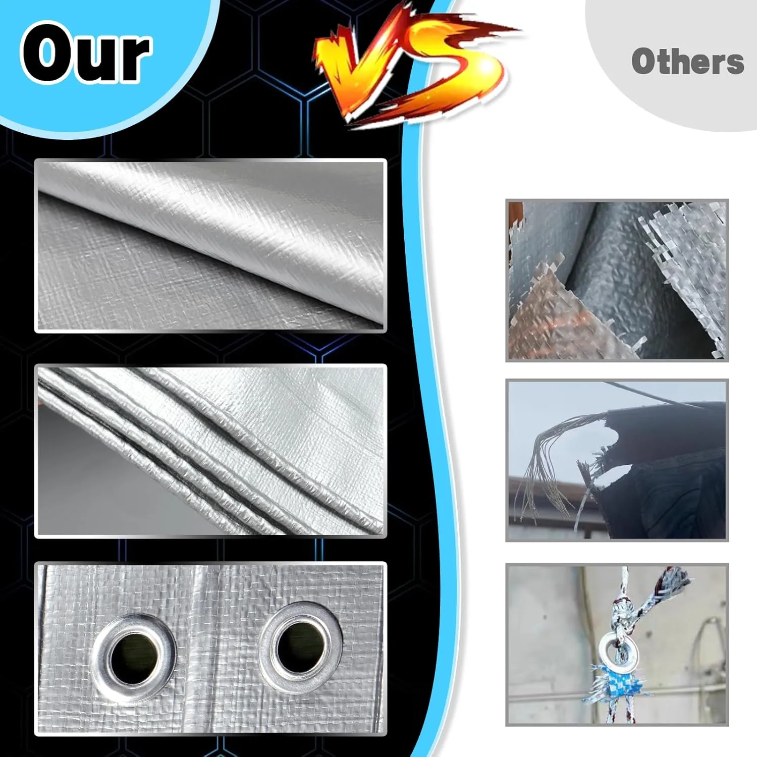 Heavy Duty Tarp 30x30 Feet, 14 Mil Waterproof Poly Tarps Cover UV Resistant, Rip & Tear Proof with Metal Grommets Every 20 Inches Silver Tarp by TA*RP YXCN