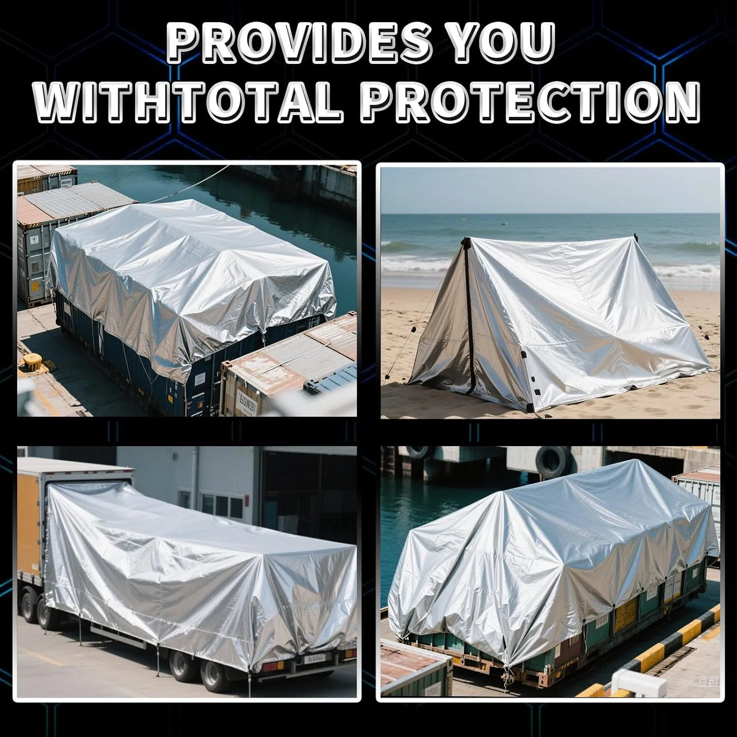 Heavy Duty Tarp 30x30 Feet, 14 Mil Waterproof Poly Tarps Cover UV Resistant, Rip & Tear Proof with Metal Grommets Every 20 Inches Silver Tarp by TA*RP YXCN