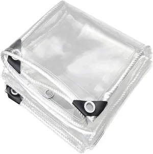 Heavy Duty Waterproof PVC Tarps 3.9x23.0ft, Clear Tarpaulin Cover, Clear Tarps with Grommets, Clear Plastic Tarps, Tear Resistant, for Patio, Canopy, Camping