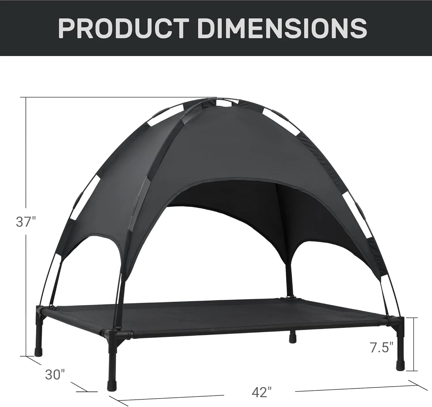 Heeyoo Elevated Dog Bed with Canopy, Outdoor Dog Cot with Removable Canopy Shade Tent, Portable Raised Pet Cot Cooling Bed for Dogs