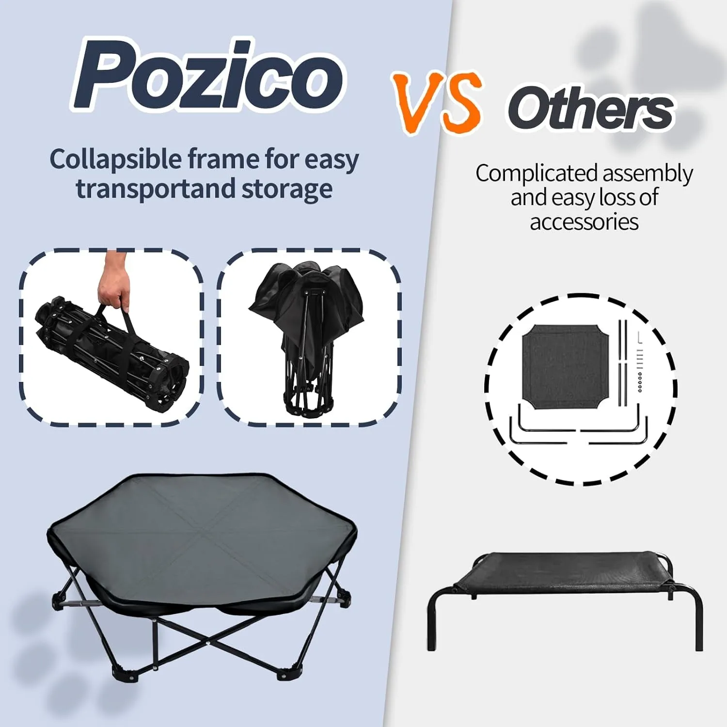 Hexagonal Foldable Outdoor Dog Bed – Cooling Elevated Cot