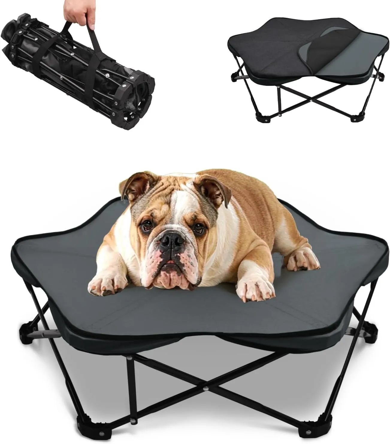 Hexagonal Foldable Outdoor Dog Bed – Cooling Elevated Cot