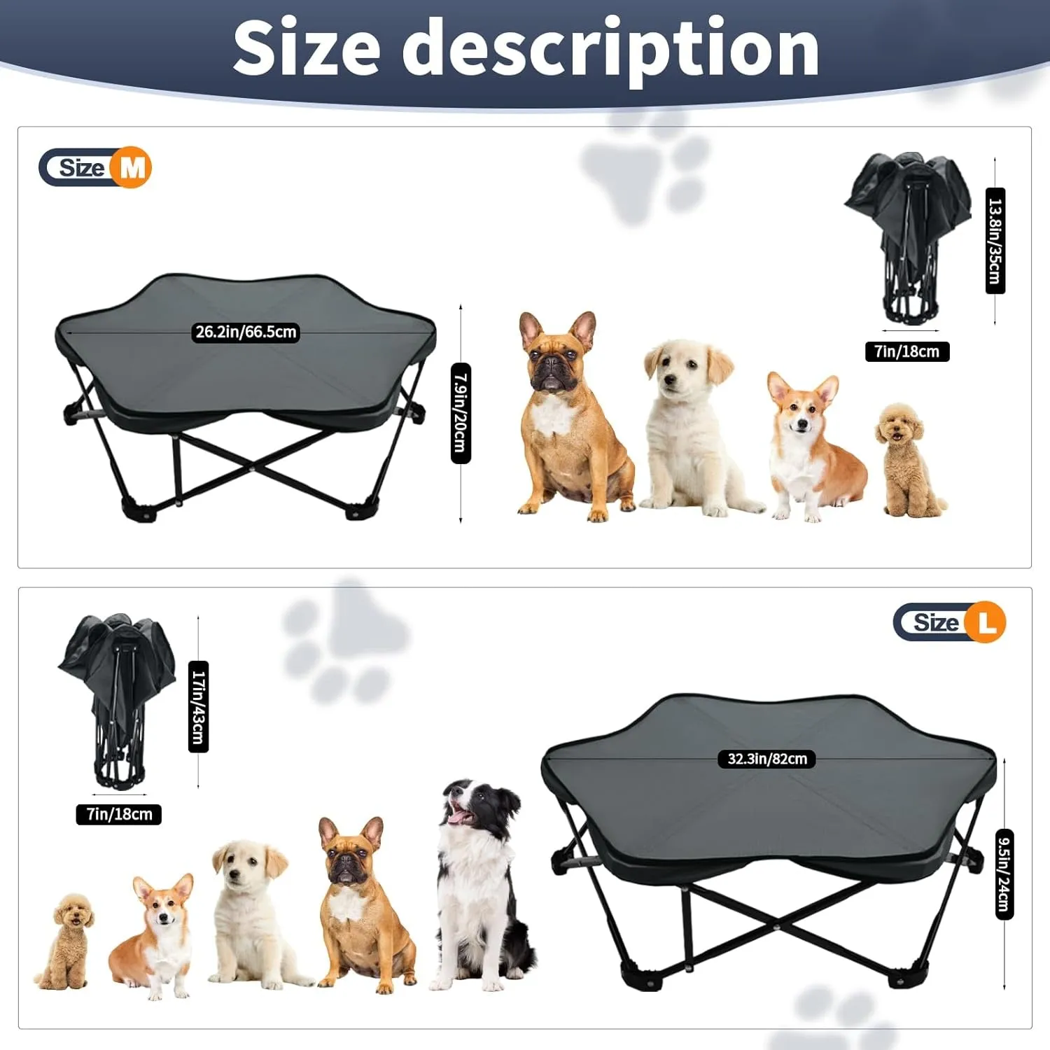 Hexagonal Foldable Outdoor Dog Bed – Cooling Elevated Cot