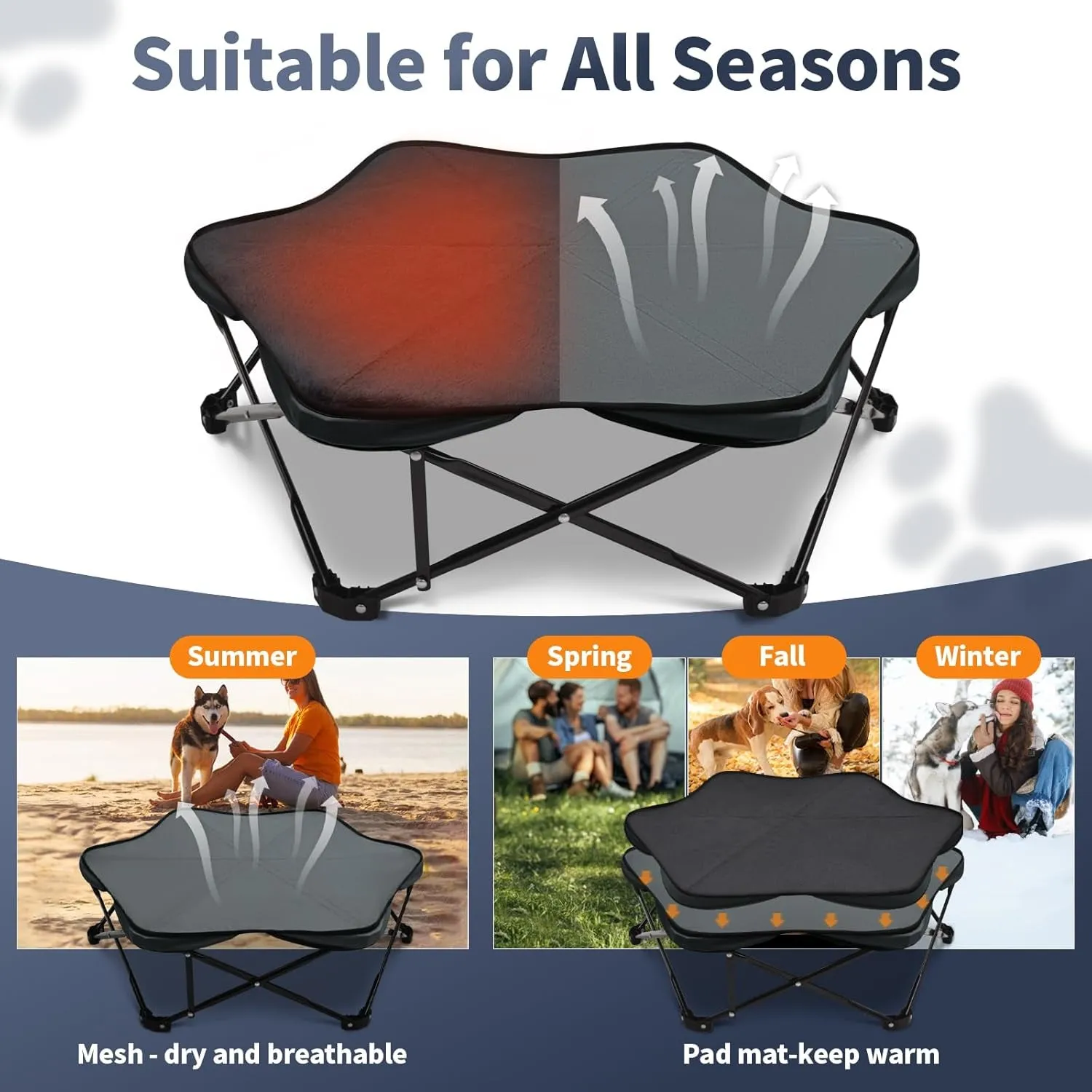 Hexagonal Foldable Outdoor Dog Bed – Cooling Elevated Cot