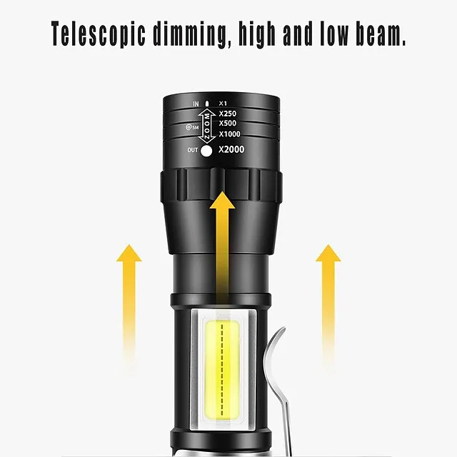 High Power Rechargeable Flashlight Mini Zoom Torch Outdoor Camping Strong Lamp Lantern Waterproof Tactical Flashlight