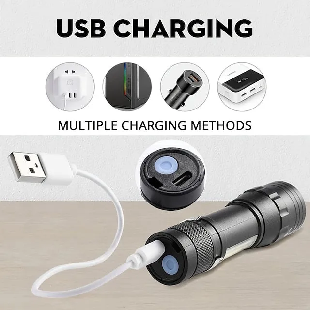 High Power Rechargeable Flashlight Mini Zoom Torch Outdoor Camping Strong Lamp Lantern Waterproof Tactical Flashlight