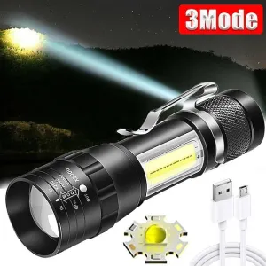 High Power Rechargeable Flashlight Mini Zoom Torch Outdoor Camping Strong Lamp Lantern Waterproof Tactical Flashlight