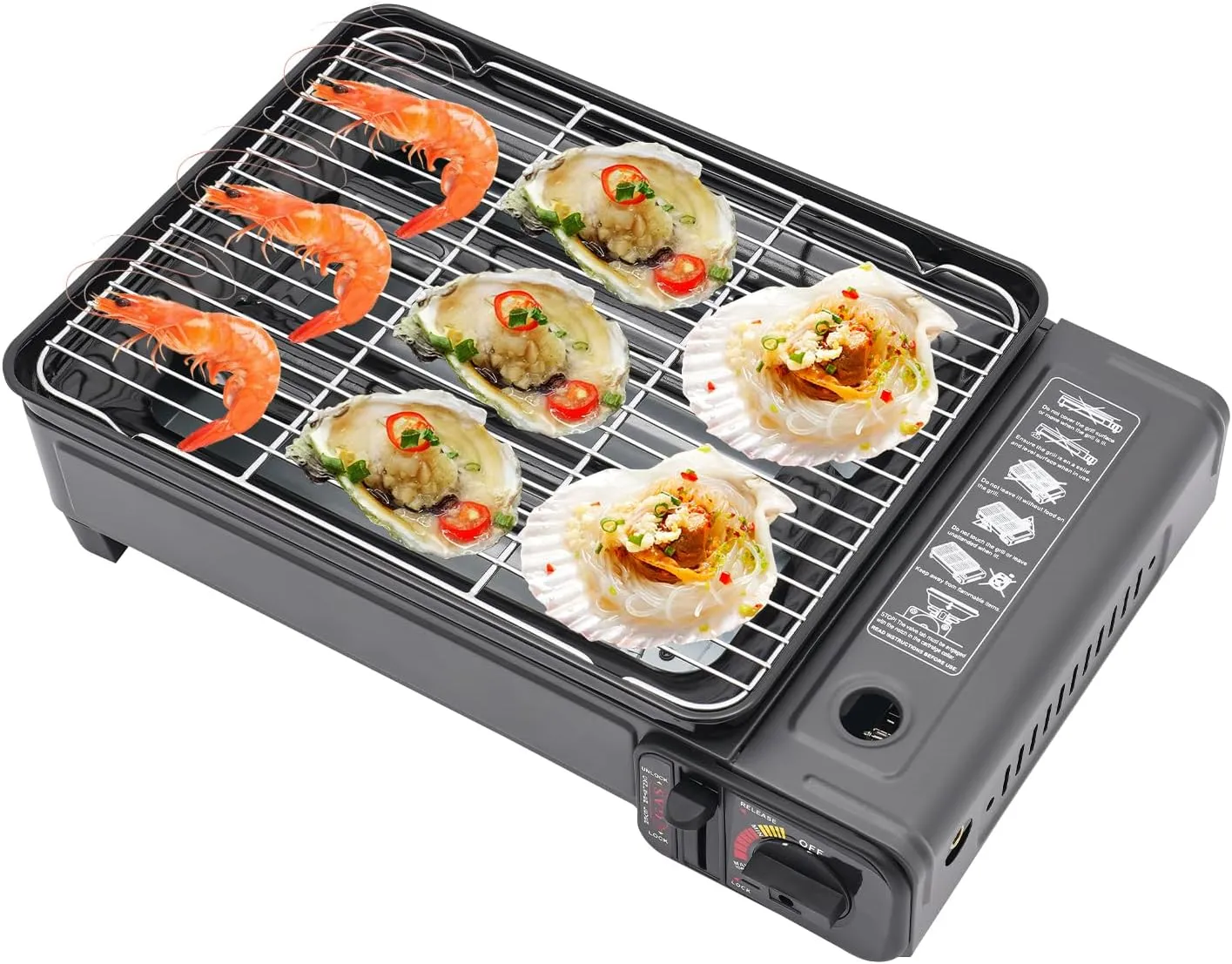 High-Powered Portable Butane Gas Grill Stove, Adjustable Flame, Windproof Design, Non-Slip Feet, Perfect for Camping, BBQ Parties, Includes Cooking Accessories