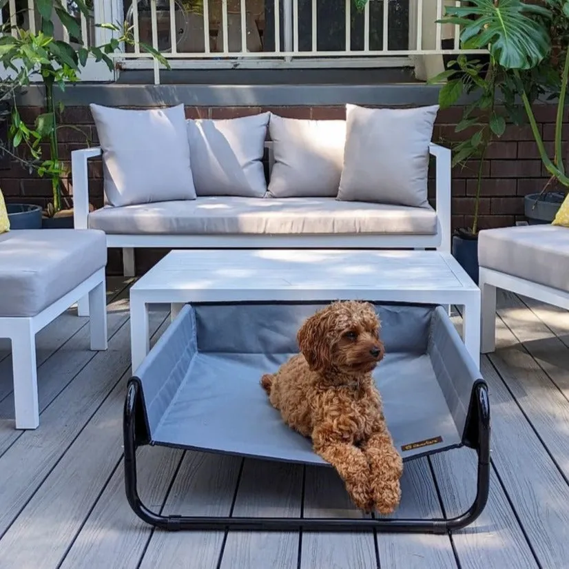 High Walled Outdoor Trampoline Pet Bed Cot - Grey
