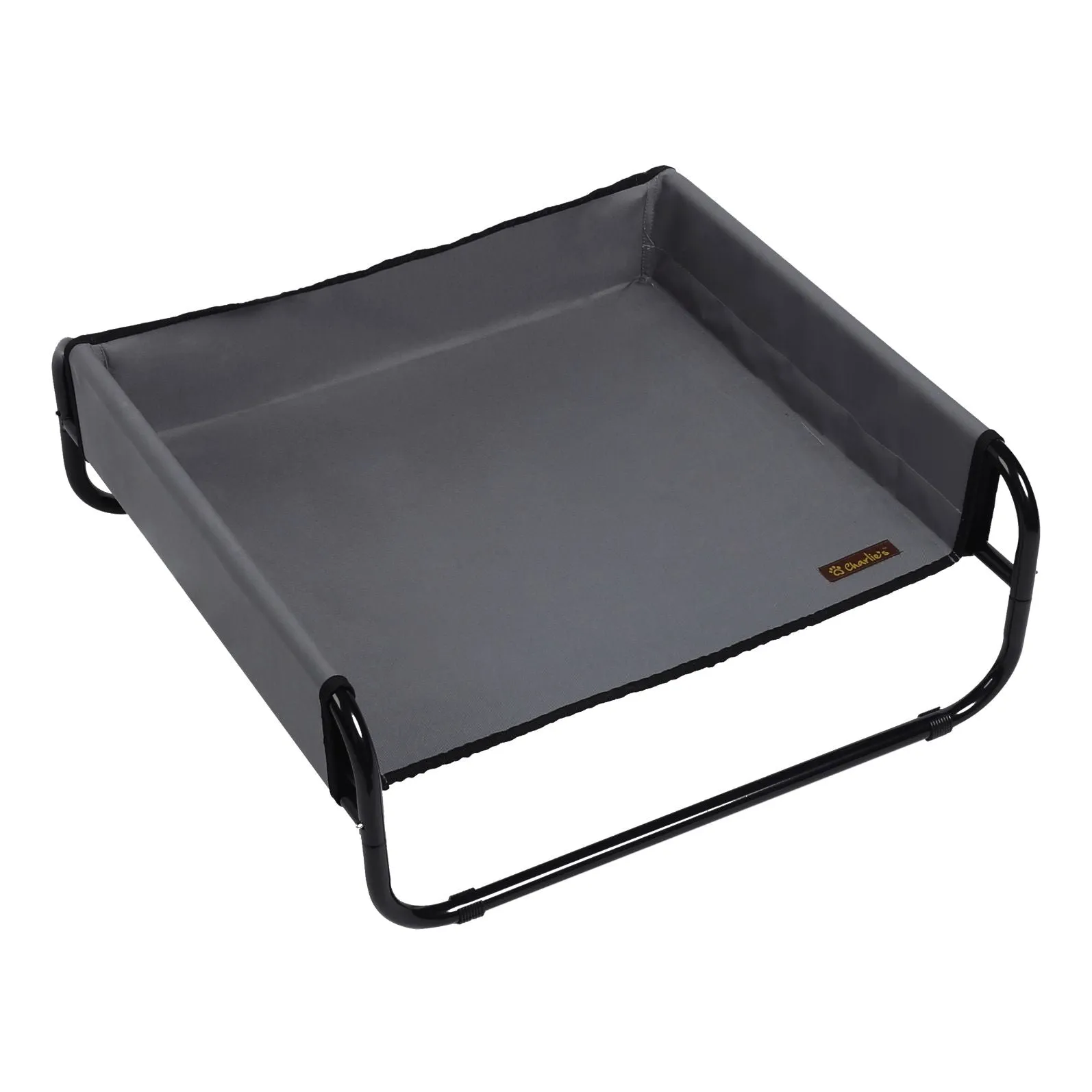 High Walled Outdoor Trampoline Pet Bed Cot - Grey