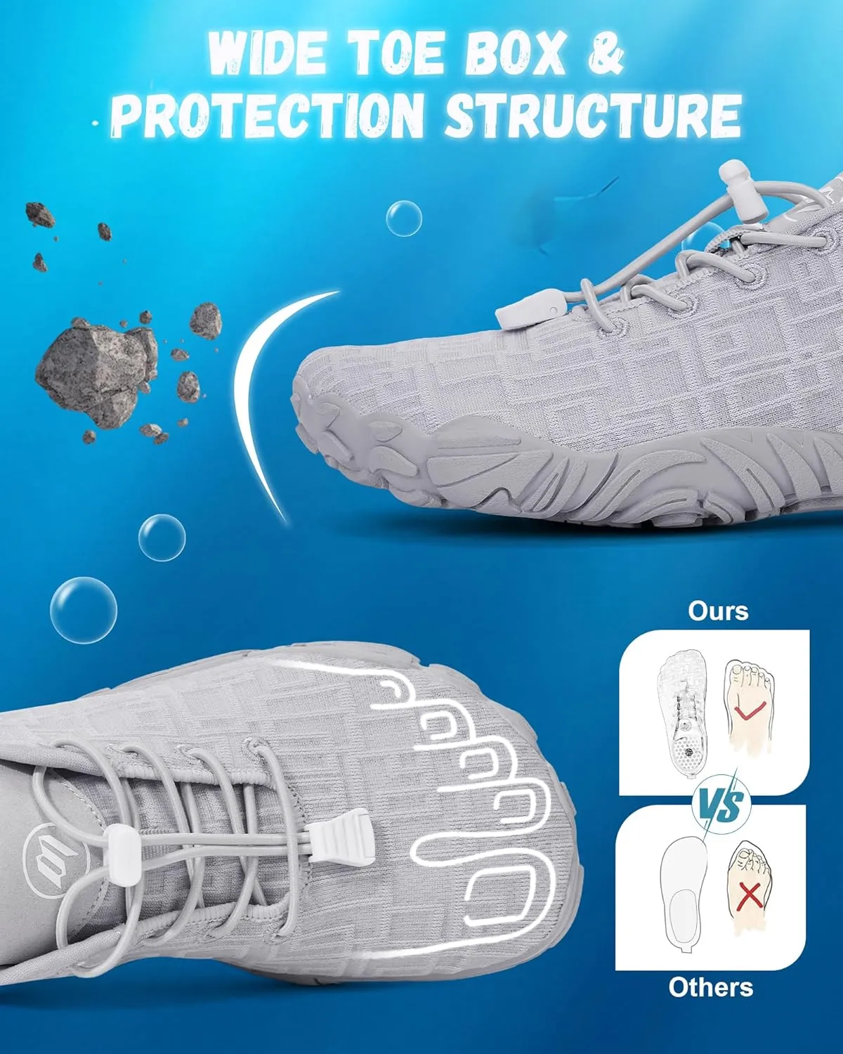 Hike Barefoot Shoes Womens Mens Footwear, Pro Water Shoe Women Men Barefoot Hiking Beach Grounding Shoes for Travel, Wide Toe Box Zero Drop Non-Slip Breathable Lightweight