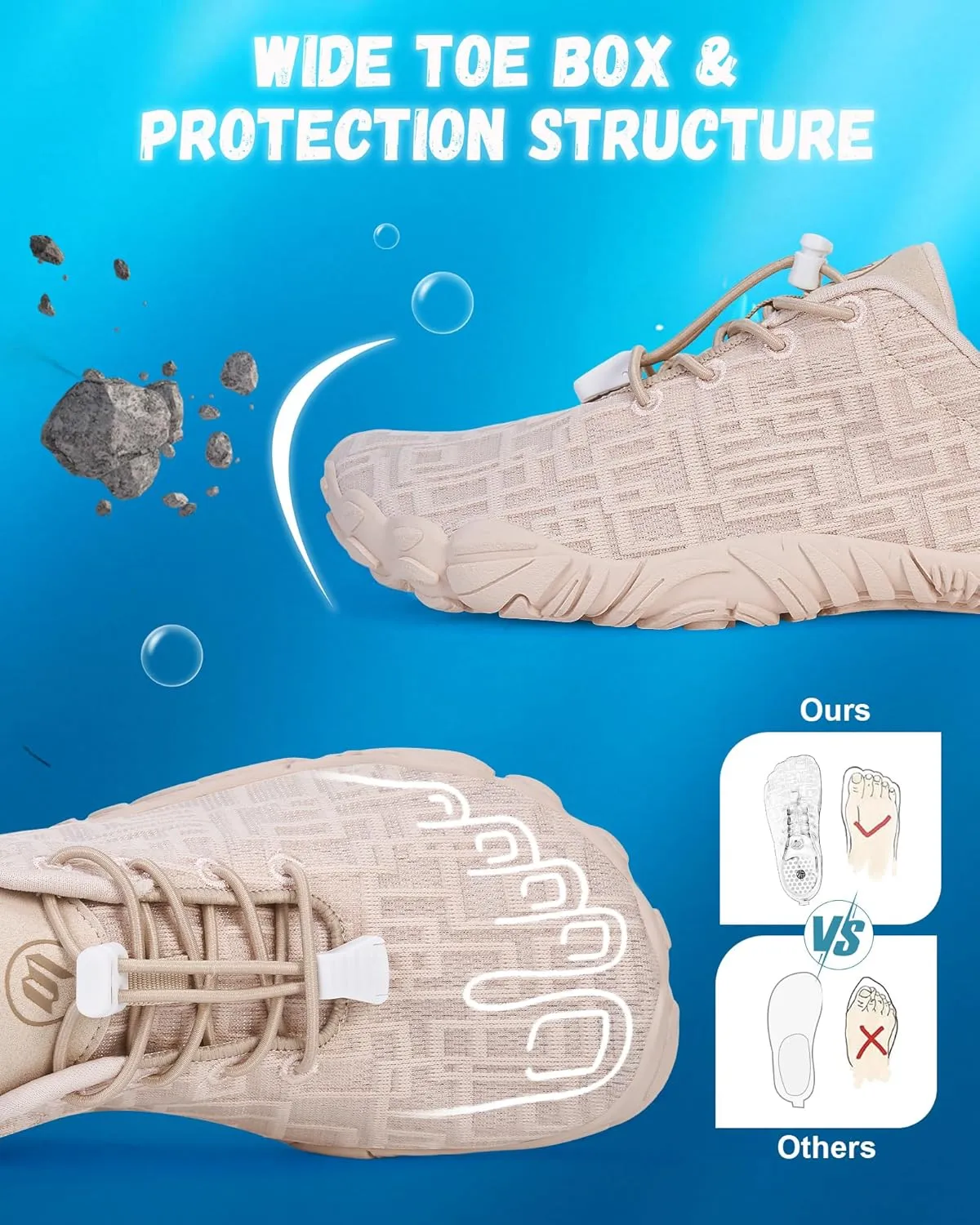 Hike Barefoot Shoes Womens Mens Footwear, Pro Water Shoe Women Men Barefoot Hiking Beach Grounding Shoes for Travel, Wide Toe Box Zero Drop Non-Slip Breathable Lightweight