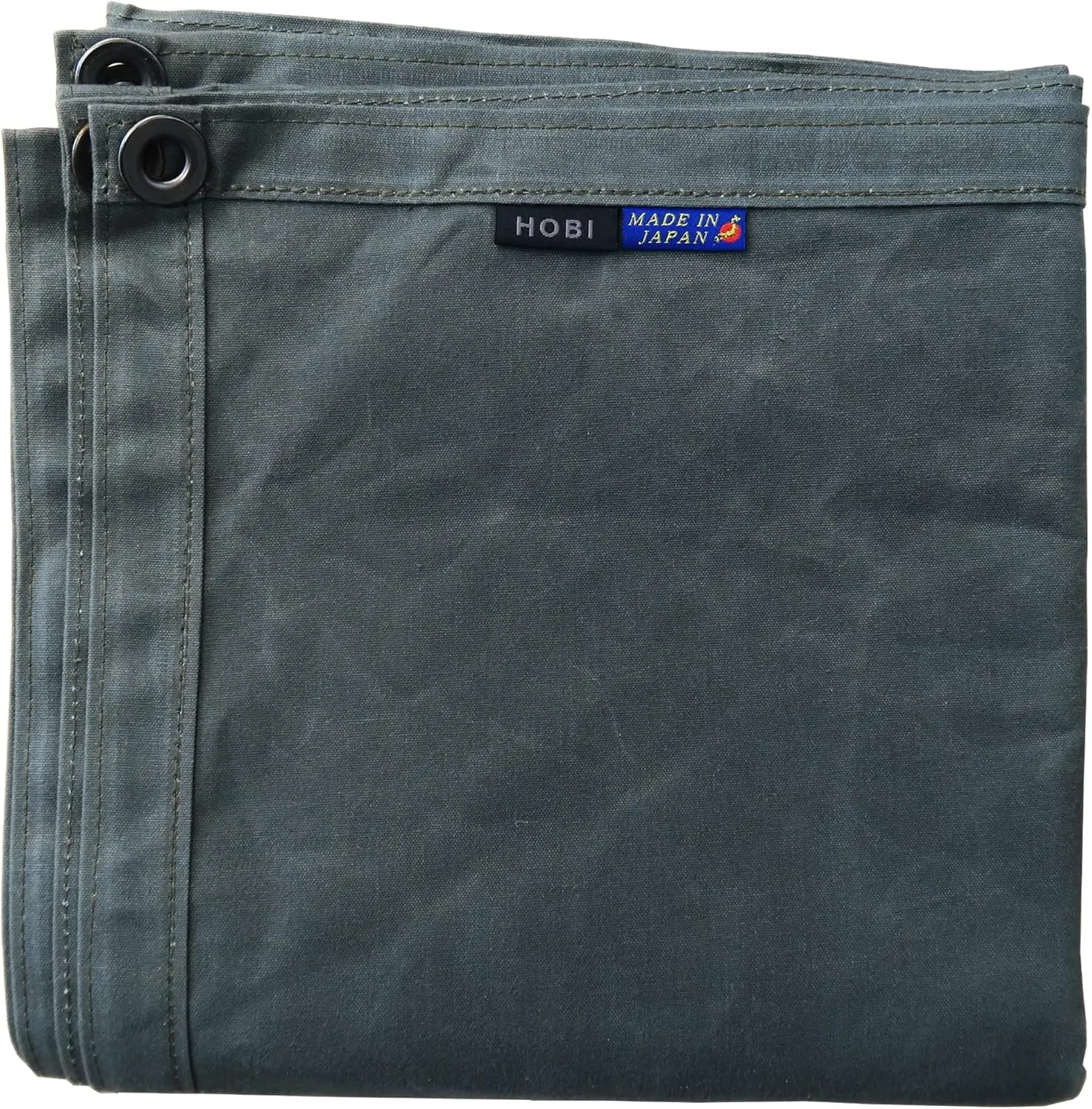 HOBI Canvas Tarp LL 6.6'×3.3’, [Made in Japan] 8 Oz. 22 Mil Thick Water Resistant Paraffin Coating Big Grommet×4 [Rough＆Tough] Very Light Weight Heavy Duty Black Olive【Third Survive TARP】
