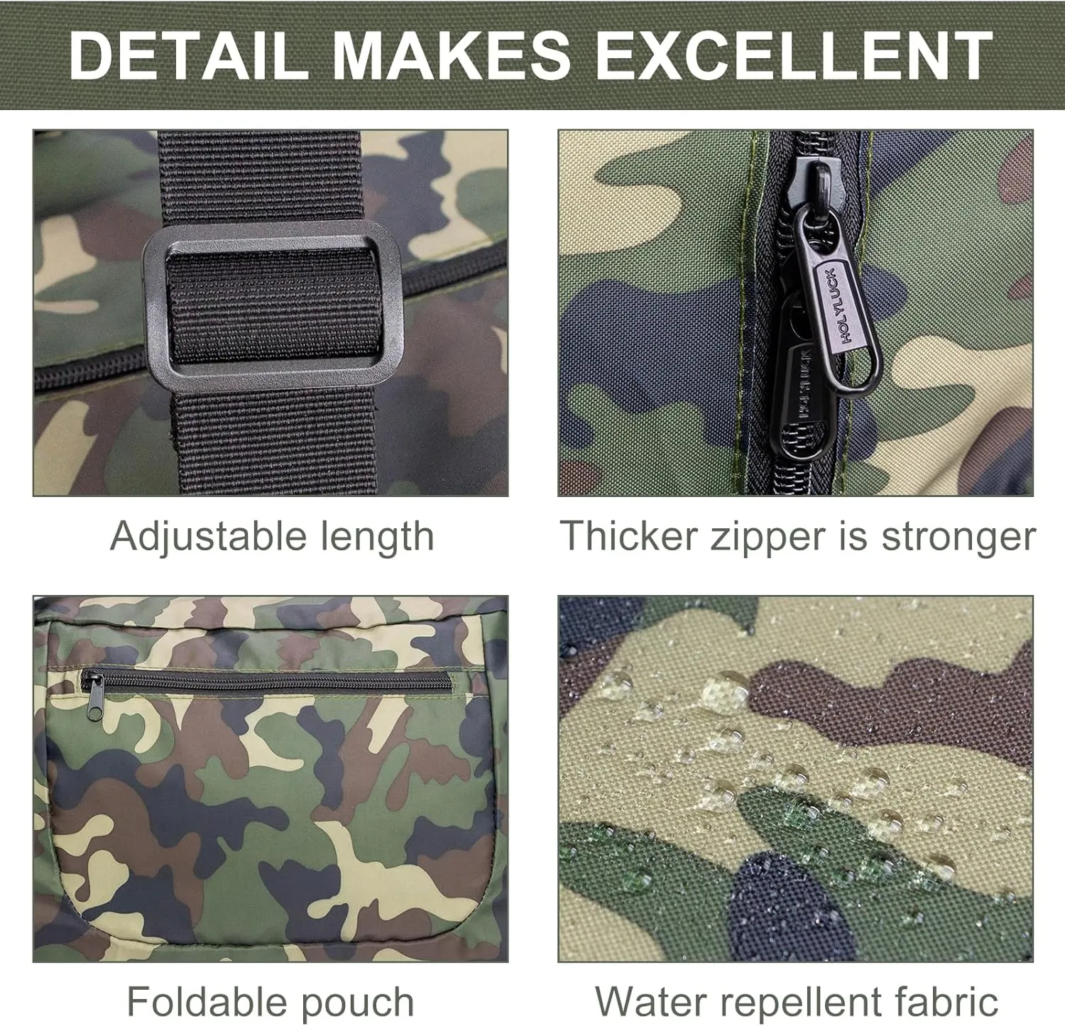 HOLYLUCK Foldable Travel Duffel Bag For Women & Men Luggage Great for Gym -55L, Green Camo