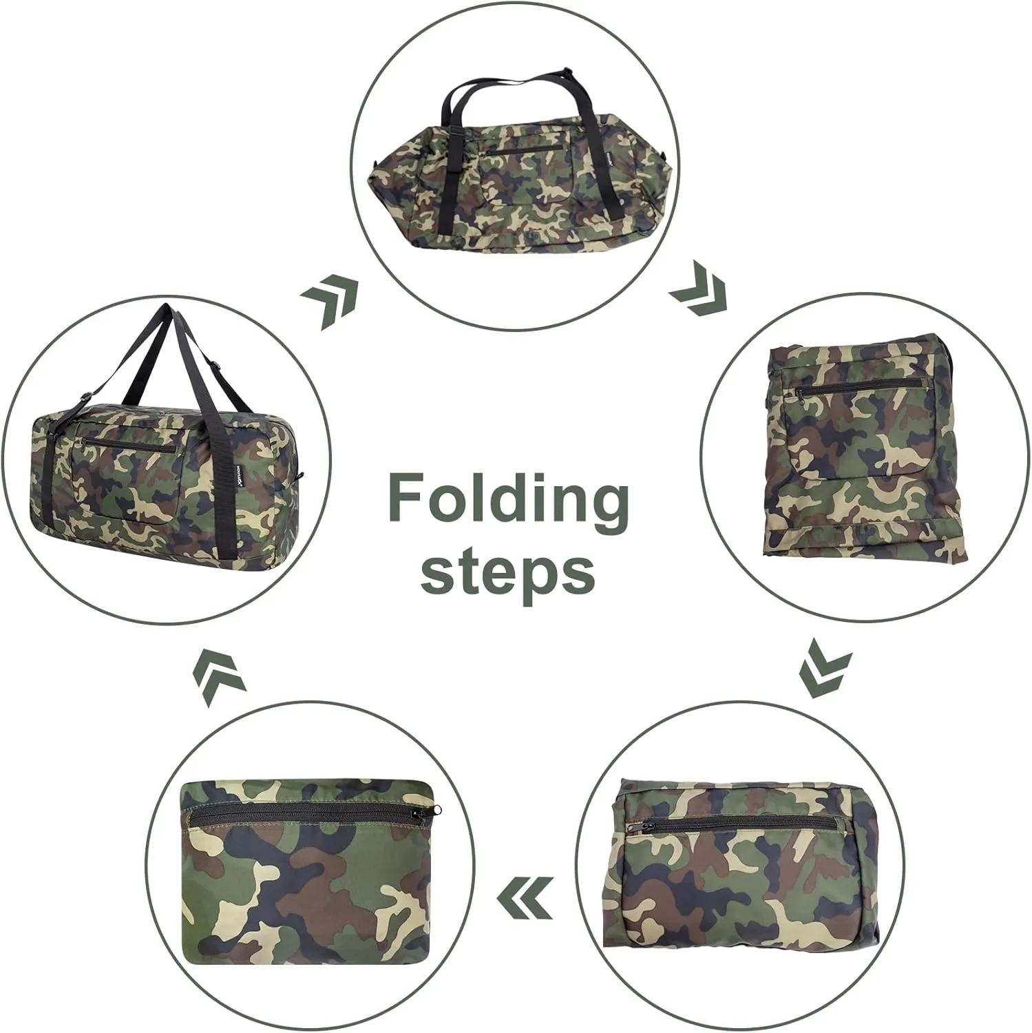 HOLYLUCK Foldable Travel Duffel Bag For Women & Men Luggage Great for Gym -55L, Green Camo