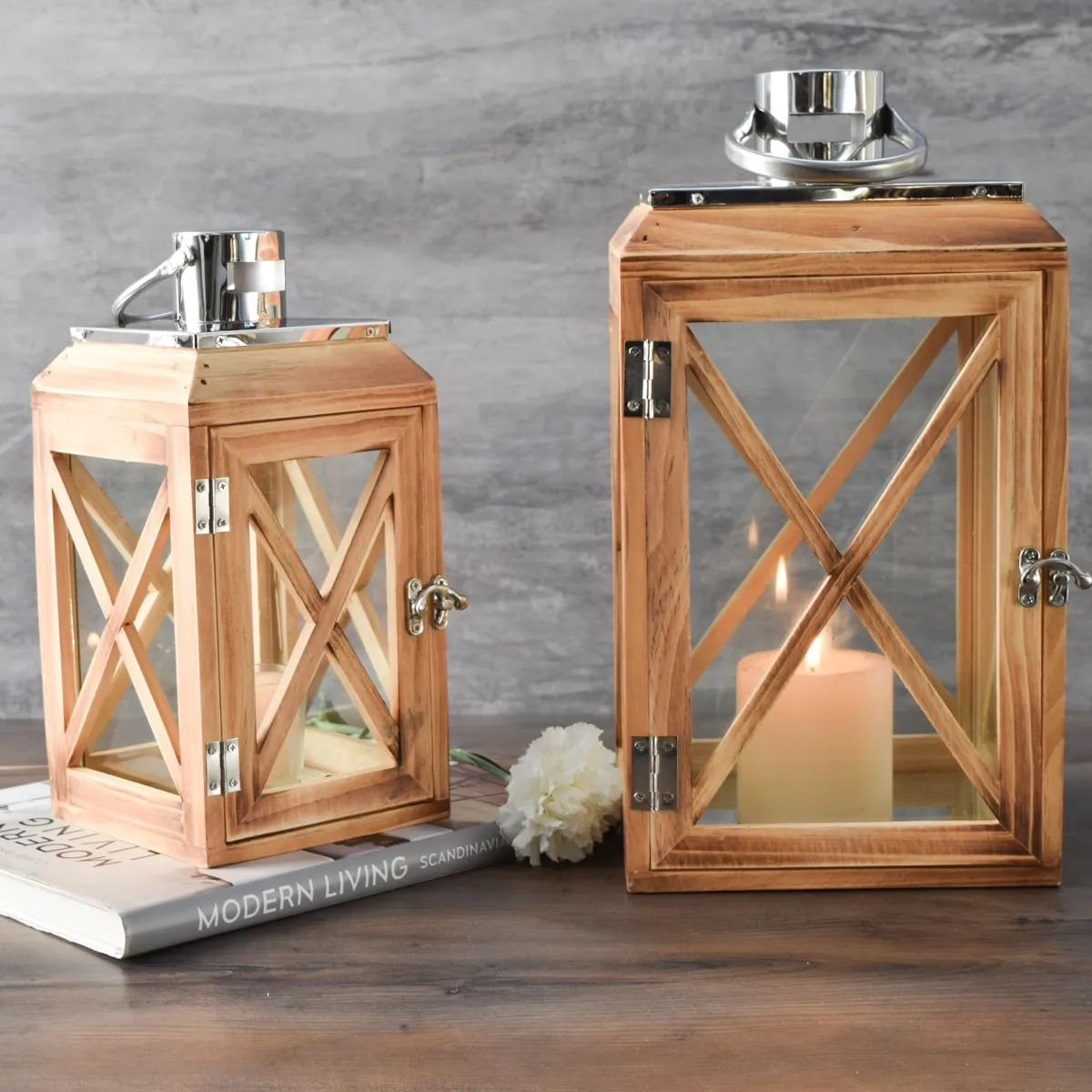 Home Artisan Yates Wooden Lantern - Large