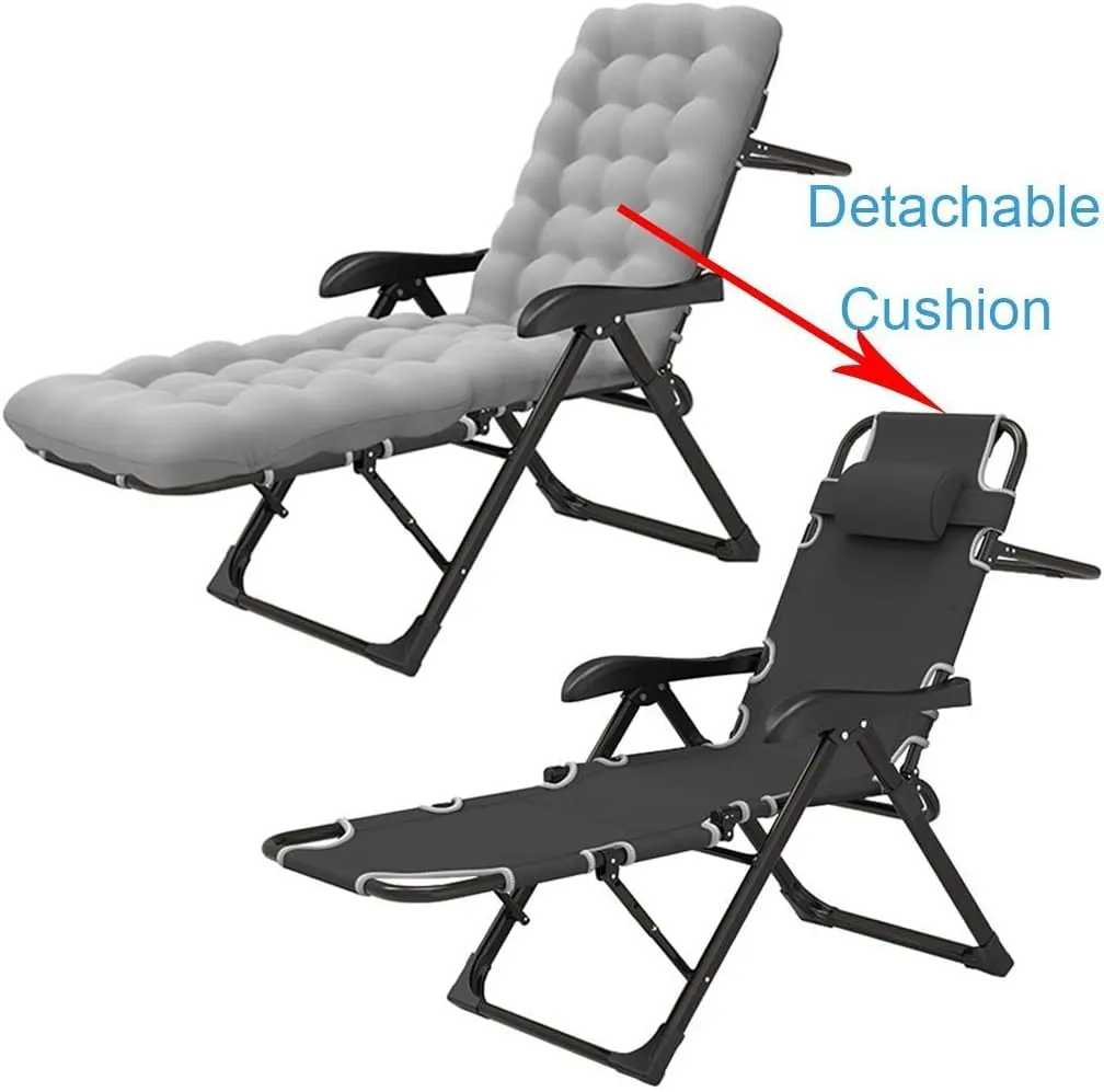Home Leisure Chair Camping Cot Sun Lounger Recliner Chairs Folding Utility Adjustable Reclining Seat Full Padded Fishing Bed Outdoor Garden Chair Supports 200kg