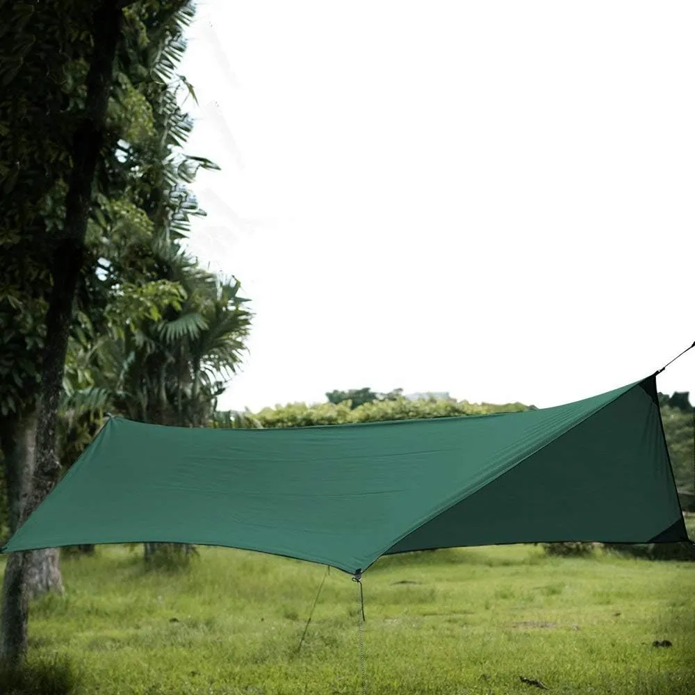 Honest Outfitters HEX waterproof Hammock Rain Fly lightweight Portable Tent Tarp,RIPSTOP NYLON XXL(12FT X 9 FT 6IN) Sunshade Shelter for Camping,Backpacking,Hiking, Easy setup include 6 Stakes&Cordage