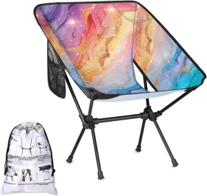 Honeybaby Folding Camping Chair Colorful Marble Pattern Camping Chairs Lightweight Portable Chair Outdoor Foldable Chairs for Camping Travel Picnic Beach Hiking