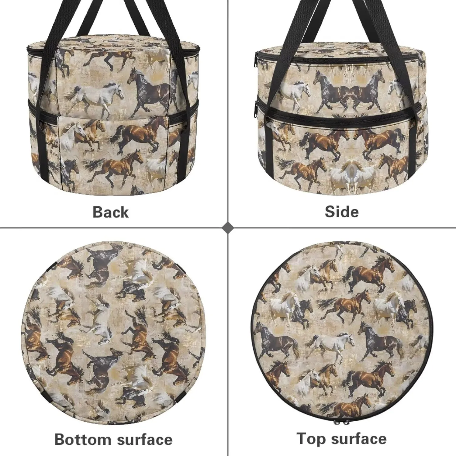 Horse Pie Carrier with Lid and Handle 9x13 Round Insulated Coolers with Zipper Collapsible Casserole Carrier for Potluck Parties Picnic