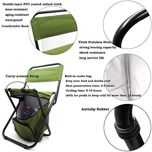 HTTMT Multi-use Backpack Chair Stool with Cooler Bag Hiking Fishing Camping Picnic [Item Number: ET-Seat002]